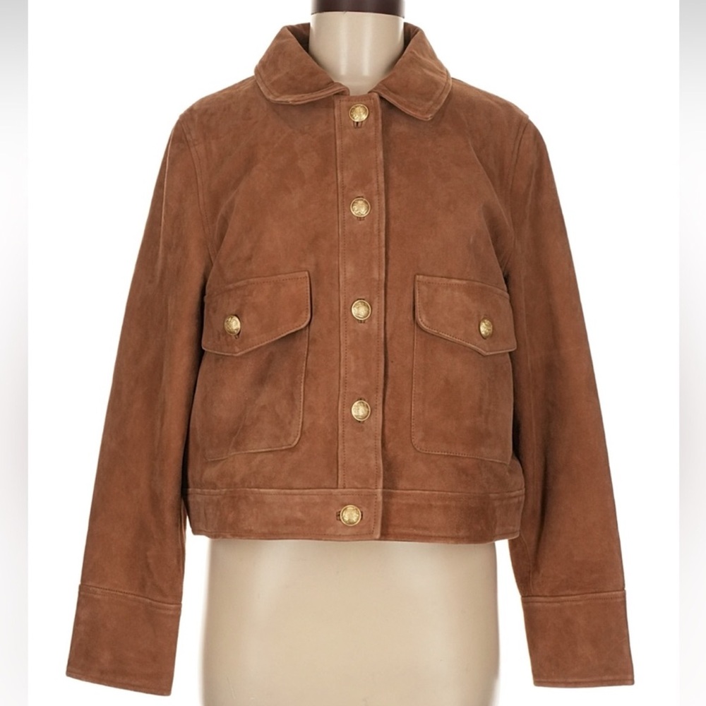 Sezane Terry Goat Leather Camel Jacket - Picture 2 of 3